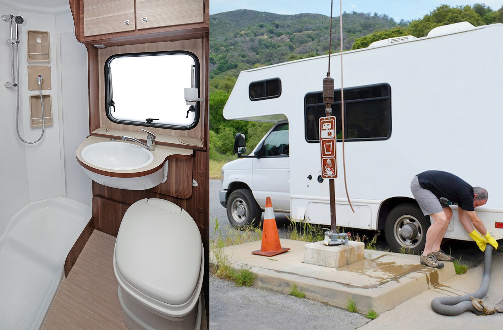 Portable RV/camper toilet and holding tank setup in North Little Rock, Arkansas